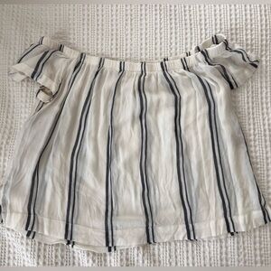 Cloth & Stone Slate Blue and White striped off the shoulder blouse - size xs